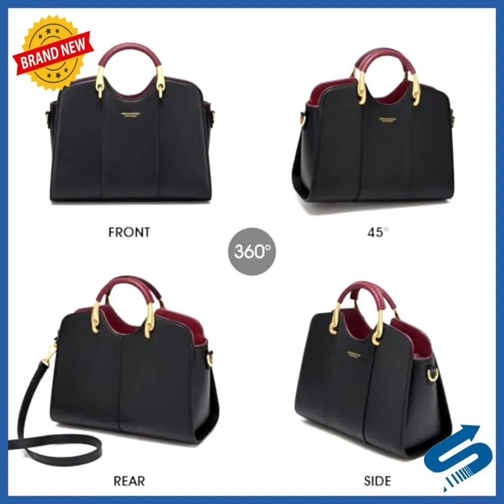 Genuine Leather Satchel Shoulder Bag Tote with Adjustable Strap